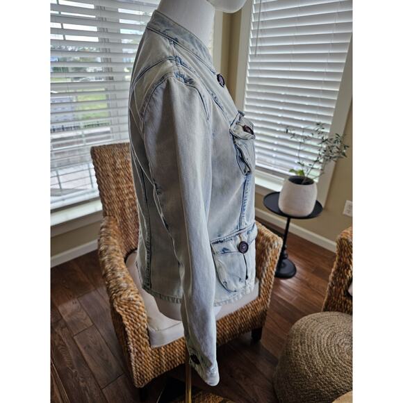 Marithe Francois Girbaud Denim Jean Jacket Women's Size M White Wash Y2K - Picture 7 of 13